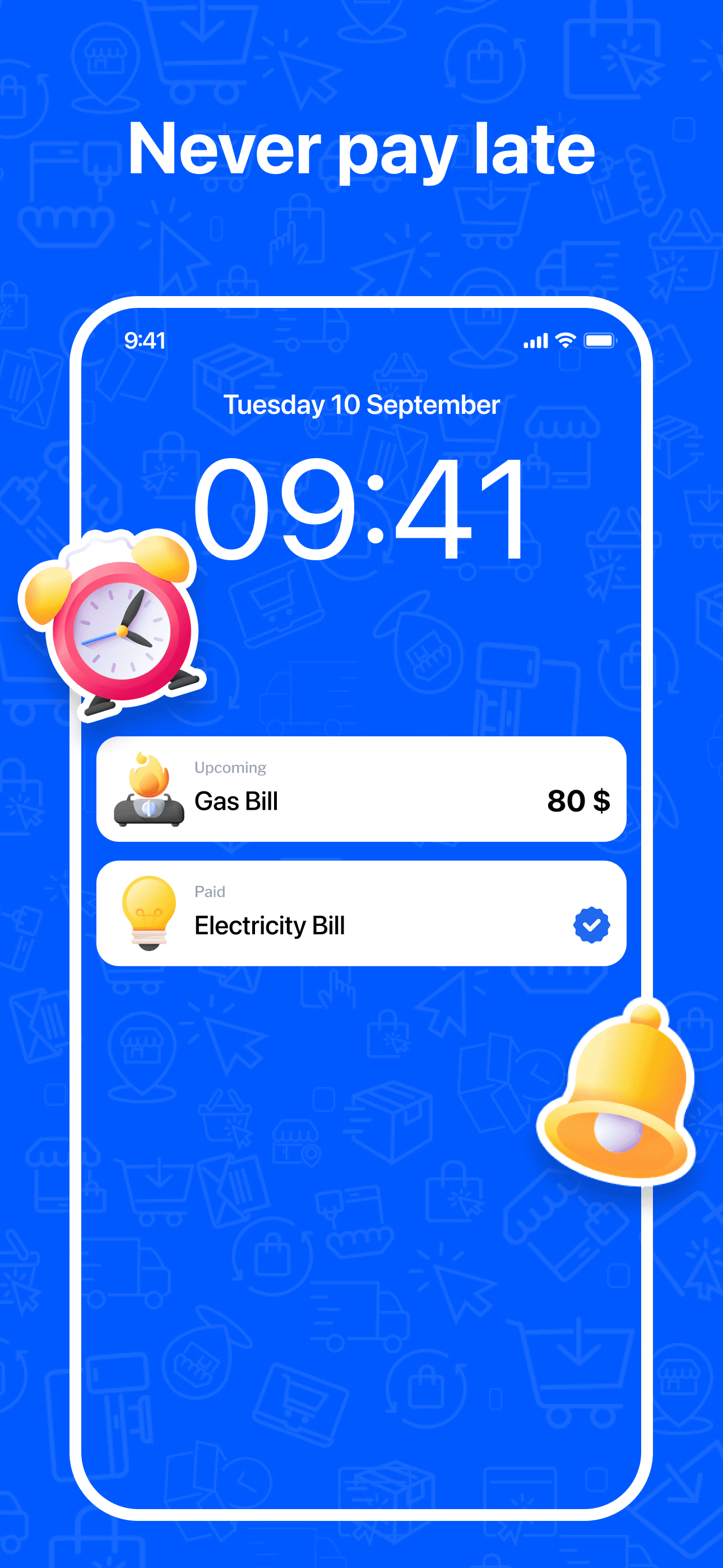 Money Manager bill reminder notification on a phone lock screen